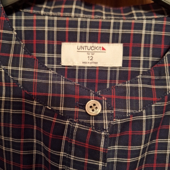 Untuckit For Her Tara  Blouse Ladies 12 Button Down Mock Neck Academia Preppy - Picture 4 of 6
